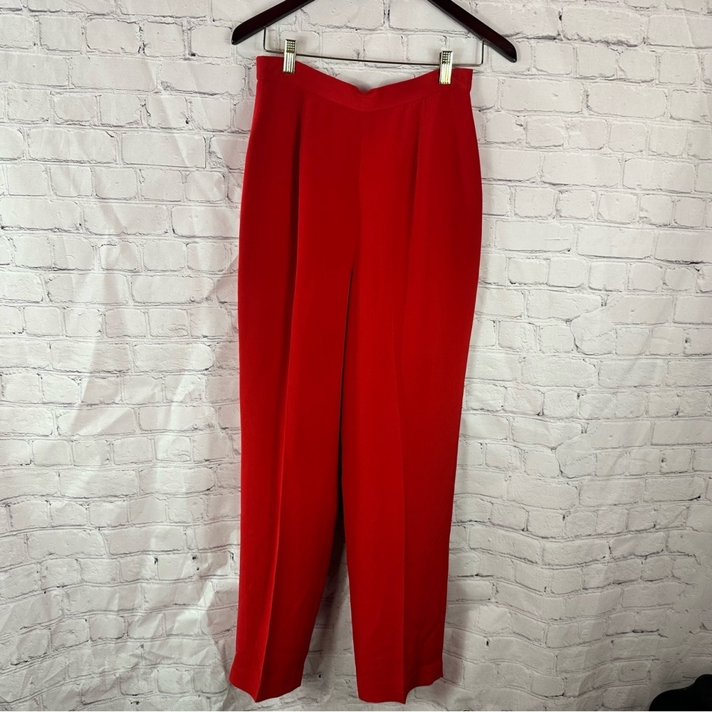 vtg maggy london silk Red Womens 6 dress trousers Pants holiday christmas office